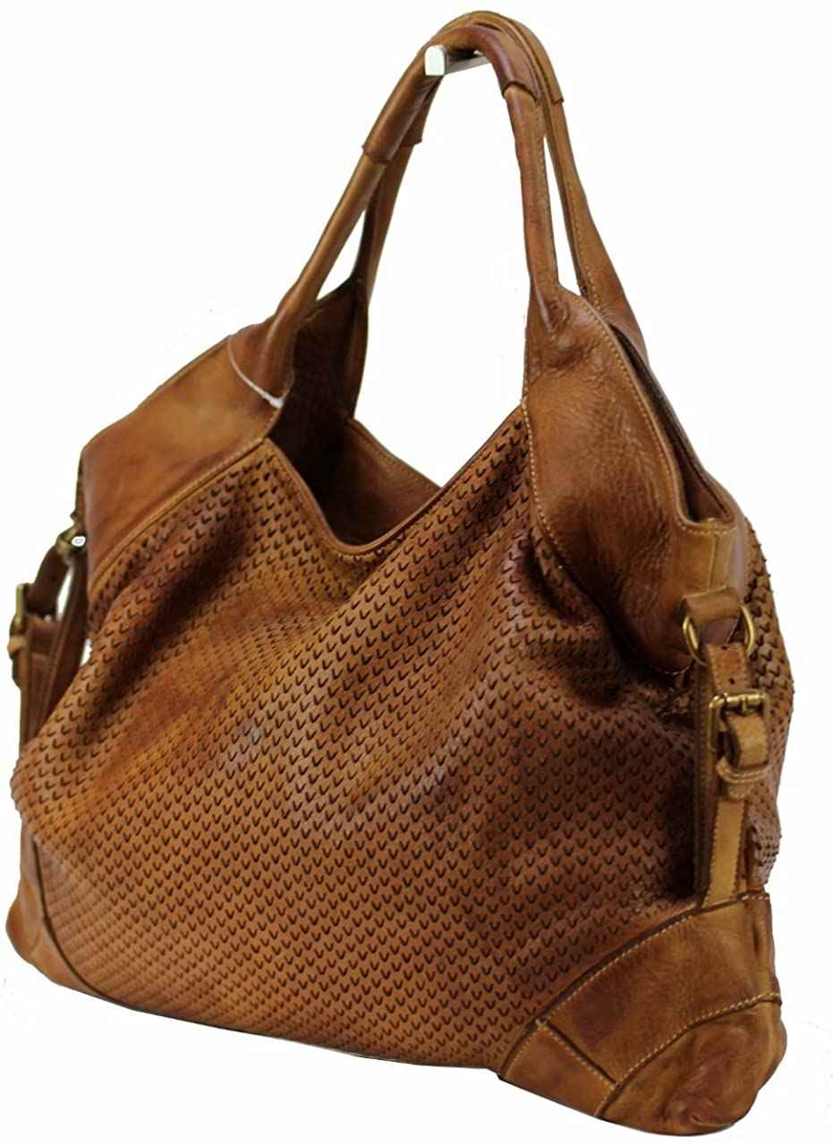 BZNA Bag Tia Cognac Italy Designer Damen Handtasche Schultertasche Tasche Leder Shopper Neu