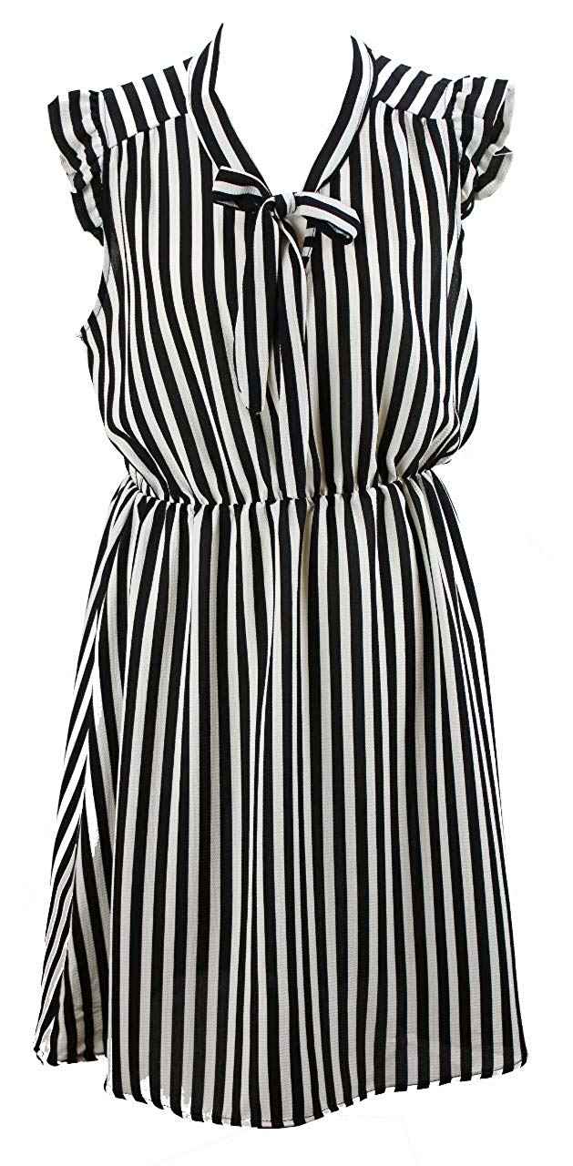 BZNA Leichtes Sommerkleid Kleid Sommer Herbst Polkakleid Damen Dress Streifen Kleid elegant one size 34 36 38 40 42