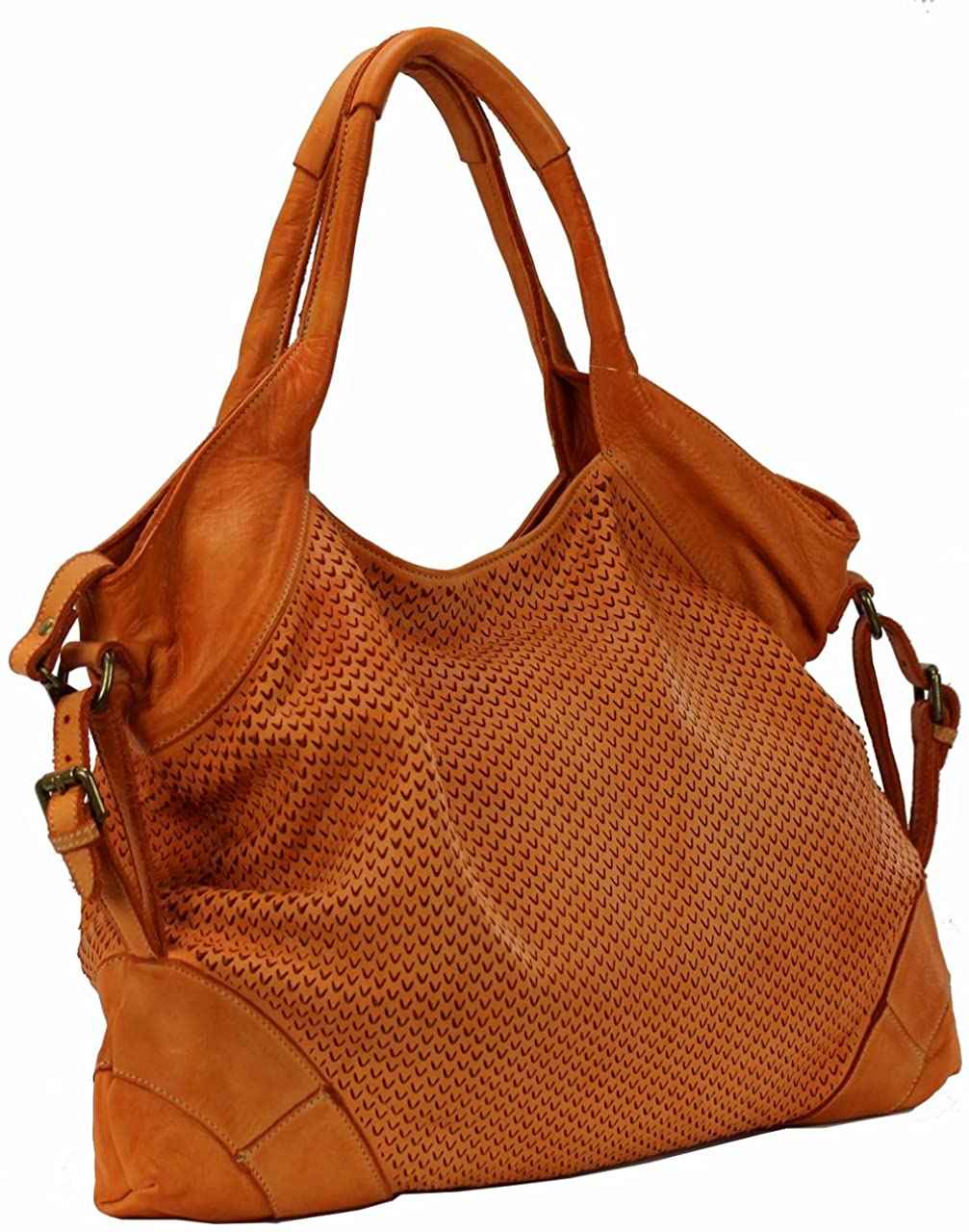 BZNA Bag Tia helles ausgewaschenes Orange Italy Designer Damen Handtasche Schultertasche Tasche Leder Shopper Neu