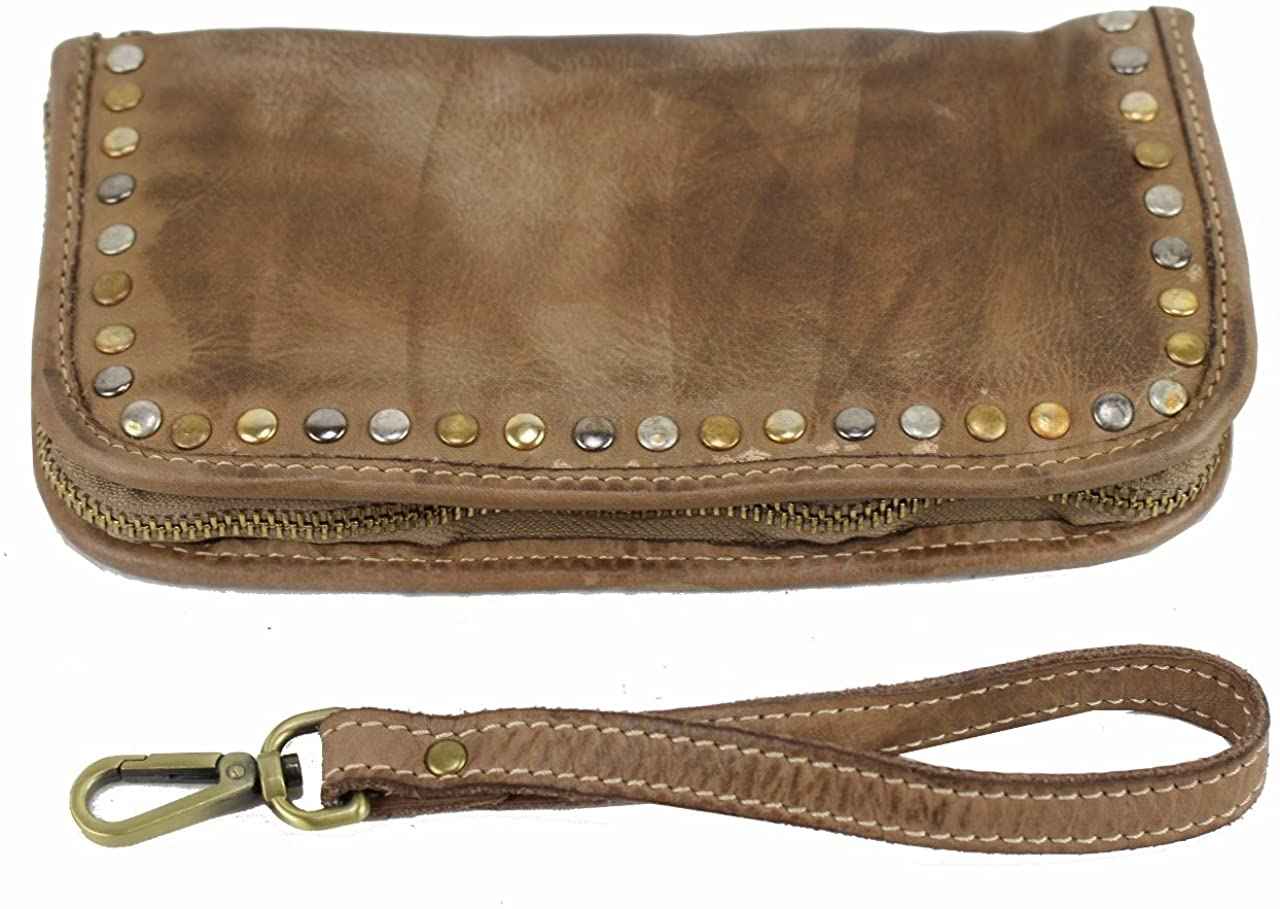 BZNA Berlin Romy Taupe Wallet Clutch Leather Leder Portemonnaie Geldbörse Clutch
