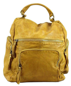 BZNA Bag Stella Gelb Backpacker Designer Rucksack Damenhandtasche Schultertasche Leder Nappa sheep ItalyNeu