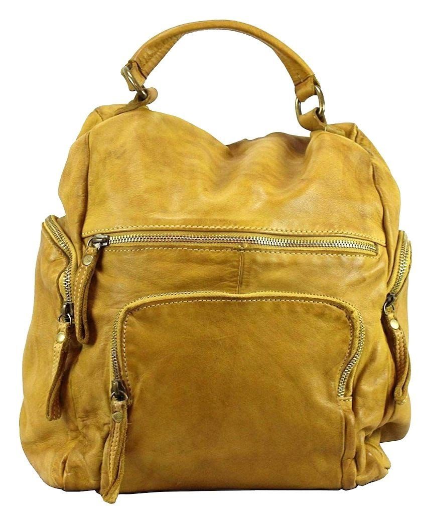 BZNA Bag Stella Gelb Backpacker Designer Rucksack Damenhandtasche Schultertasche Leder Nappa sheep ItalyNeu