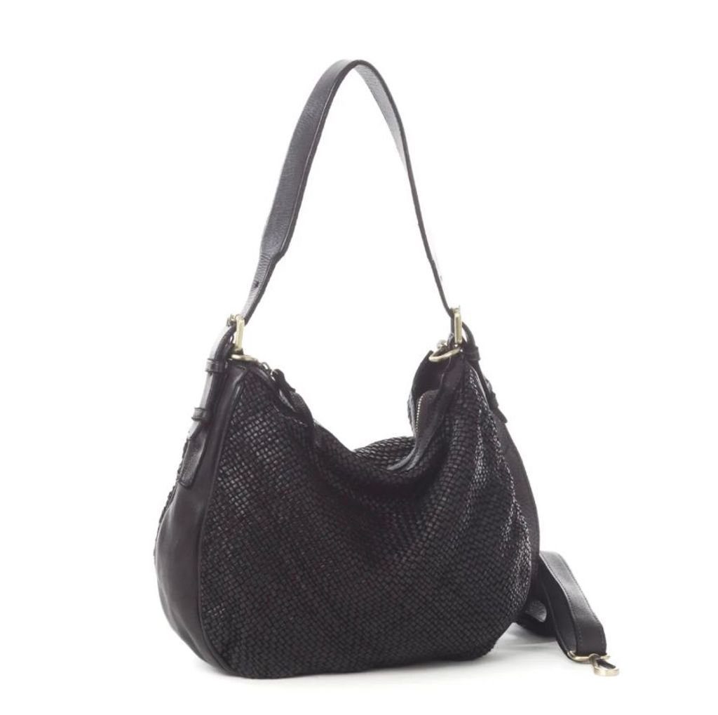 BZNA Bag Anja Schwarz Italy Designer Beutel Umhängetasche Damen Handtasche Leder - B Z N A