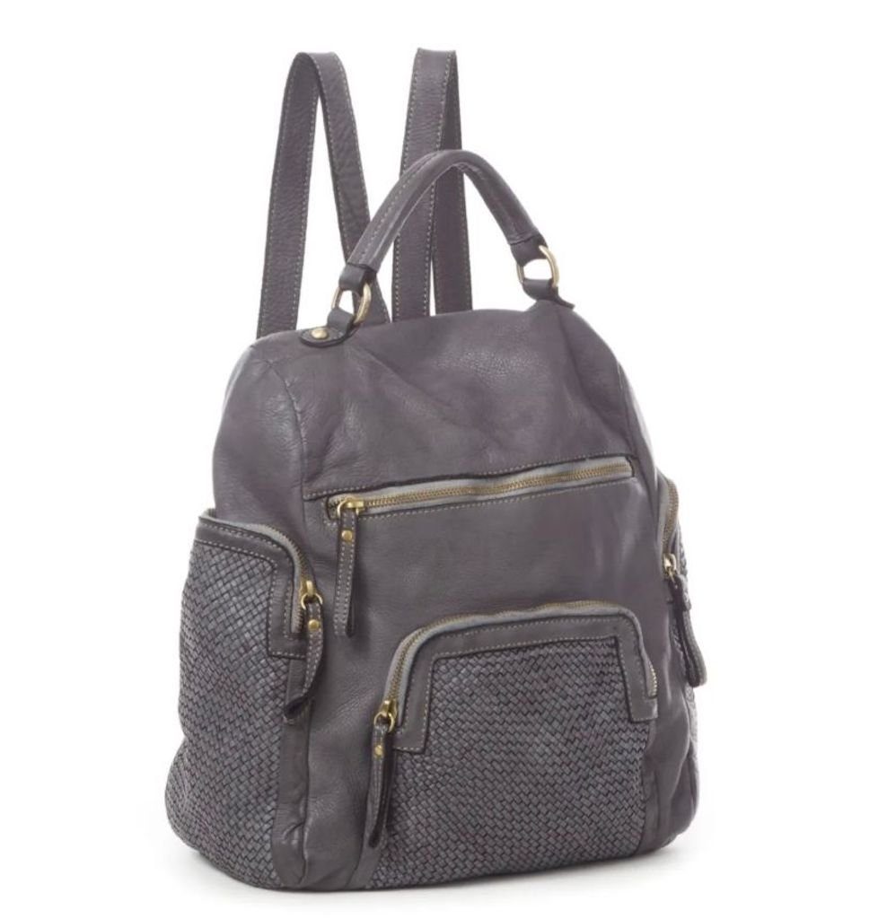 BZNA Bag Svetta Grau Backpacker Designer Rucksack Damenhandtasche Schultertasche Leder Nappa - B Z N A