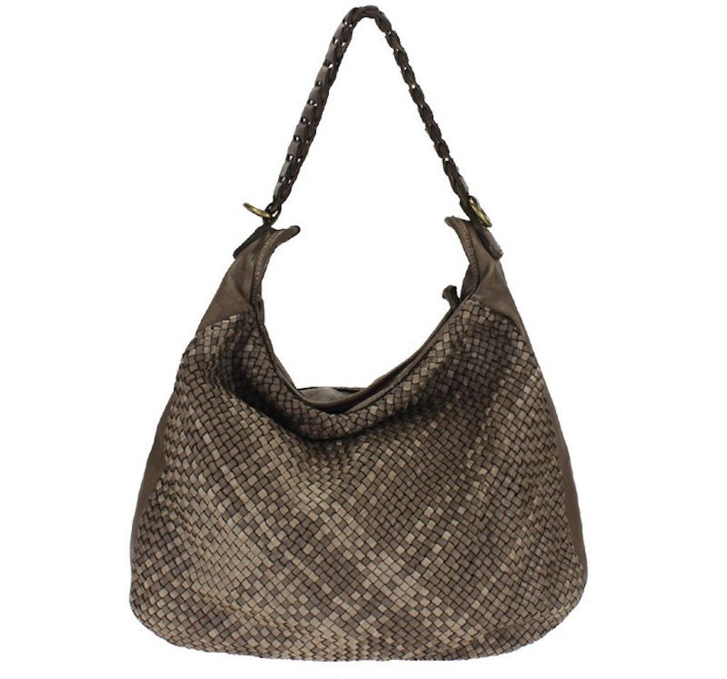 BZNA Bag Manja Taupe Italy Designer Beutel Umhängetasche Shopper Handtasche Leder - B Z N A