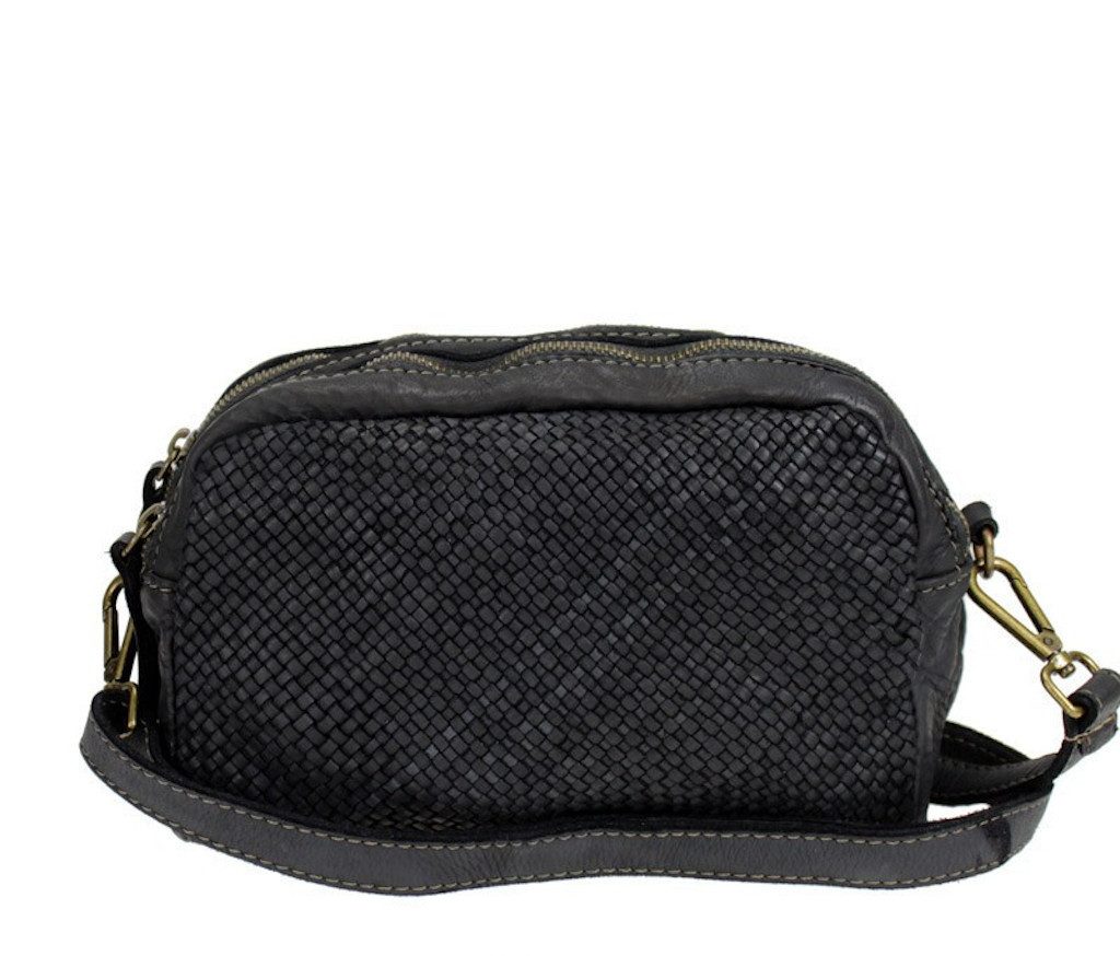 BZNA Bag Lucy Schwarz Italy Designer Clutch Braided Ledertasche Umhängetasche