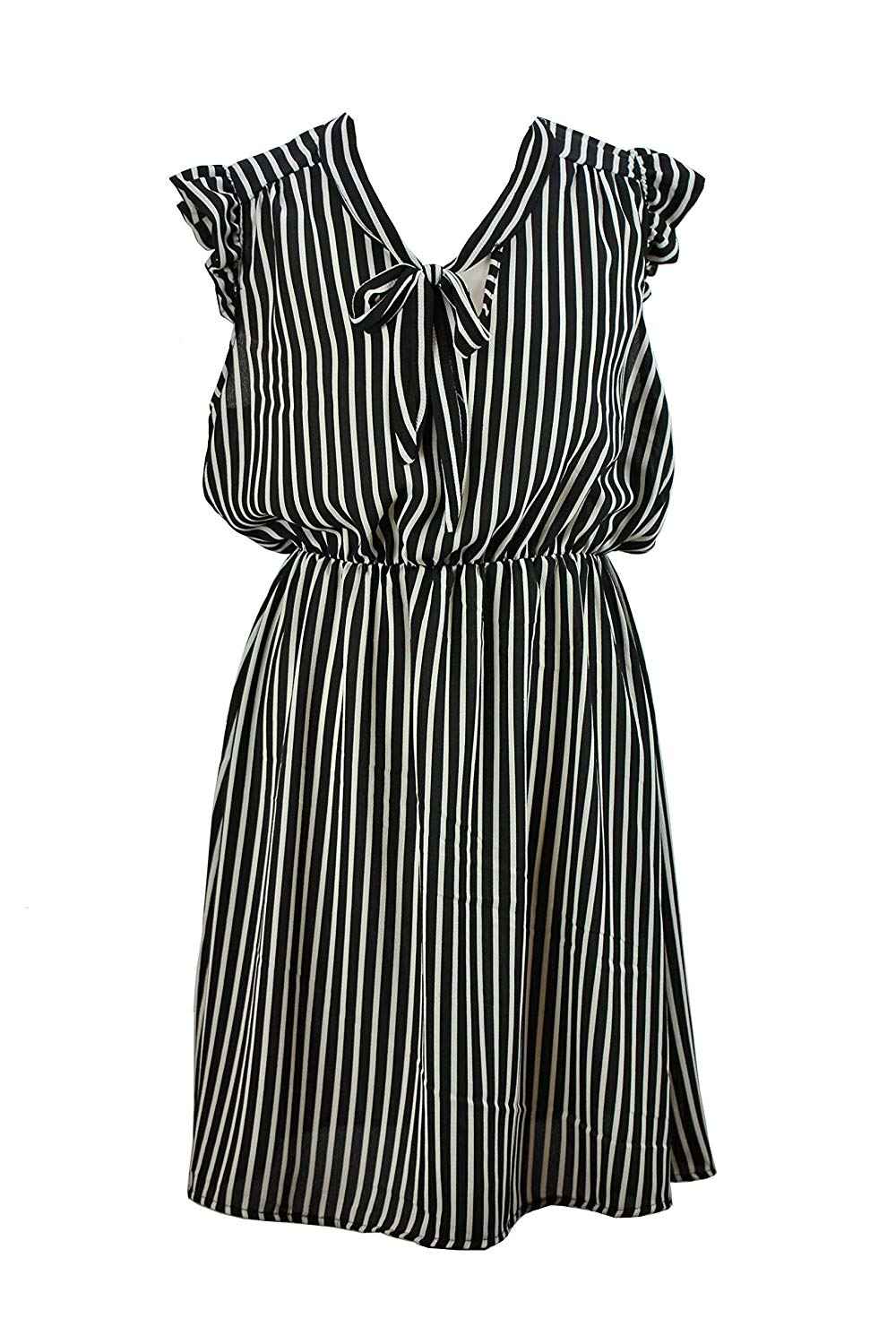 BZNA Leichtes Sommerkleid Kleid Sommer Herbst Polkakleid Damen Dress Streifen Kleid elegant one size 34 36 38 40 42