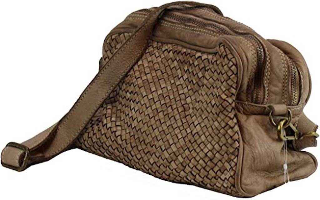 BZNA Bag Lucy Taupe Italy Designer Clutch Braided Ledertasche Umhängetasche Damen Handtasche Schultertasche Tasche Leder Shopper Neu