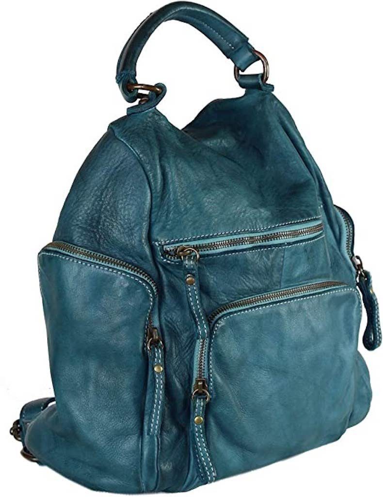 BZNA Bag Stella Petrol Backpacker Designer Rucksack Damenhandtasche Schultertasche Leder Nappa sheep ItalyNeu - B Z N A