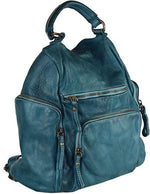 Lade das Bild in den Galerie-Viewer, BZNA Bag Stella Petrol Backpacker Designer Rucksack Damenhandtasche Schultertasche Leder Nappa sheep ItalyNeu - B Z N A
