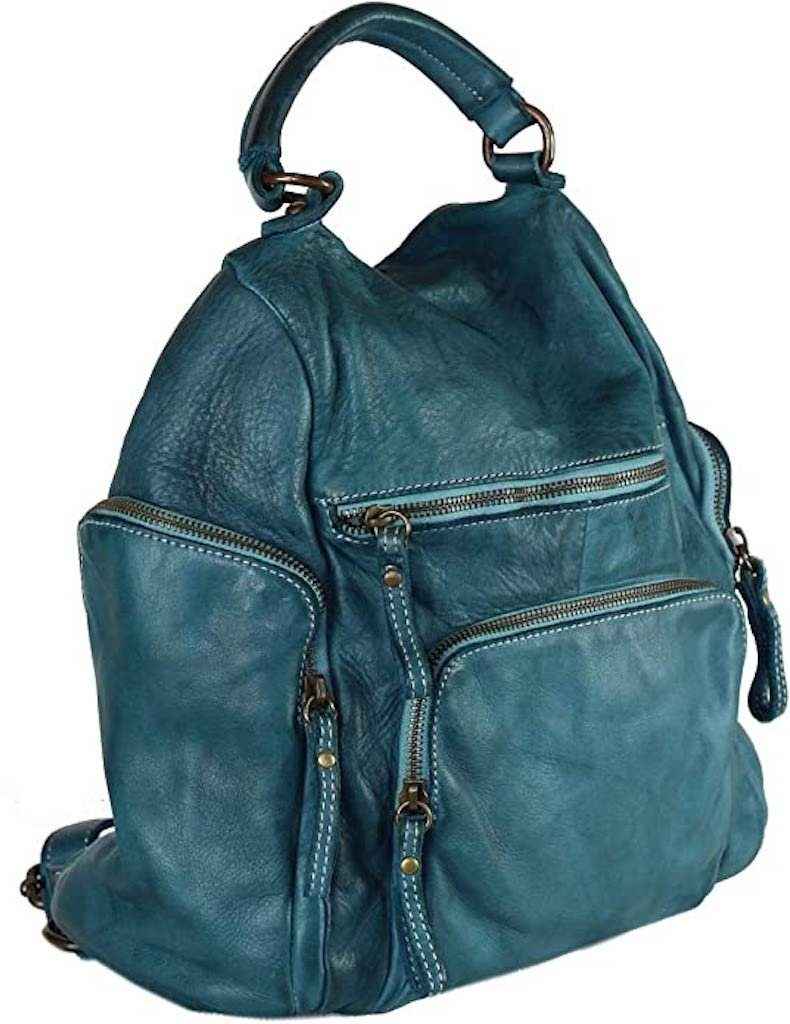 BZNA Bag Stella Petrol Backpacker Designer Rucksack Damenhandtasche Schultertasche Leder Nappa sheep ItalyNeu