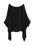 Lade das Bild in den Galerie-Viewer, BZNA Seidenbluse Schwarz Tunika Seidentunika Seidenchiffonbluse Fledermaus Ärmel oneSize
