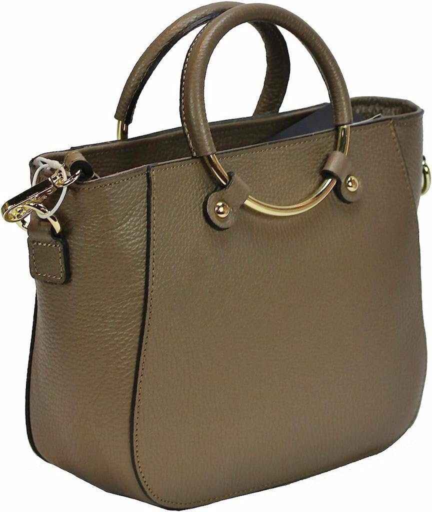 BZNA Bag Zuna Taupe Leder Italy kleine Damen Handtasche Schultertasche Tasche