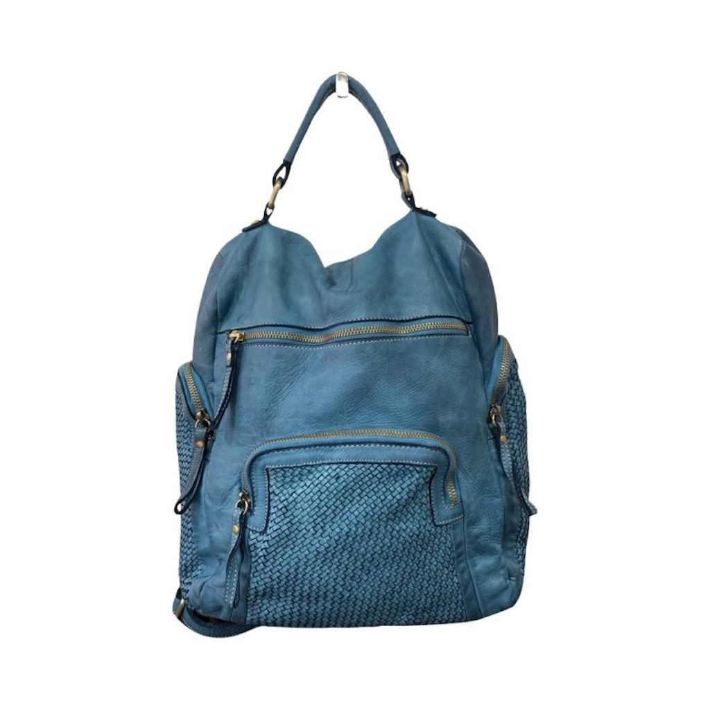 BZNA Bag Svetta Petrol Backpacker Designer Rucksack Damenhandtasche Schultertasche Leder Nappa - B Z N A