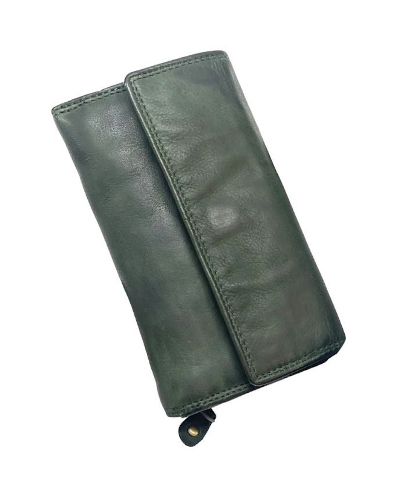BZNA Berlin Smeza Grün Wallet Leather Leder Portemonnaie Geldbörse Clutch - B Z N A