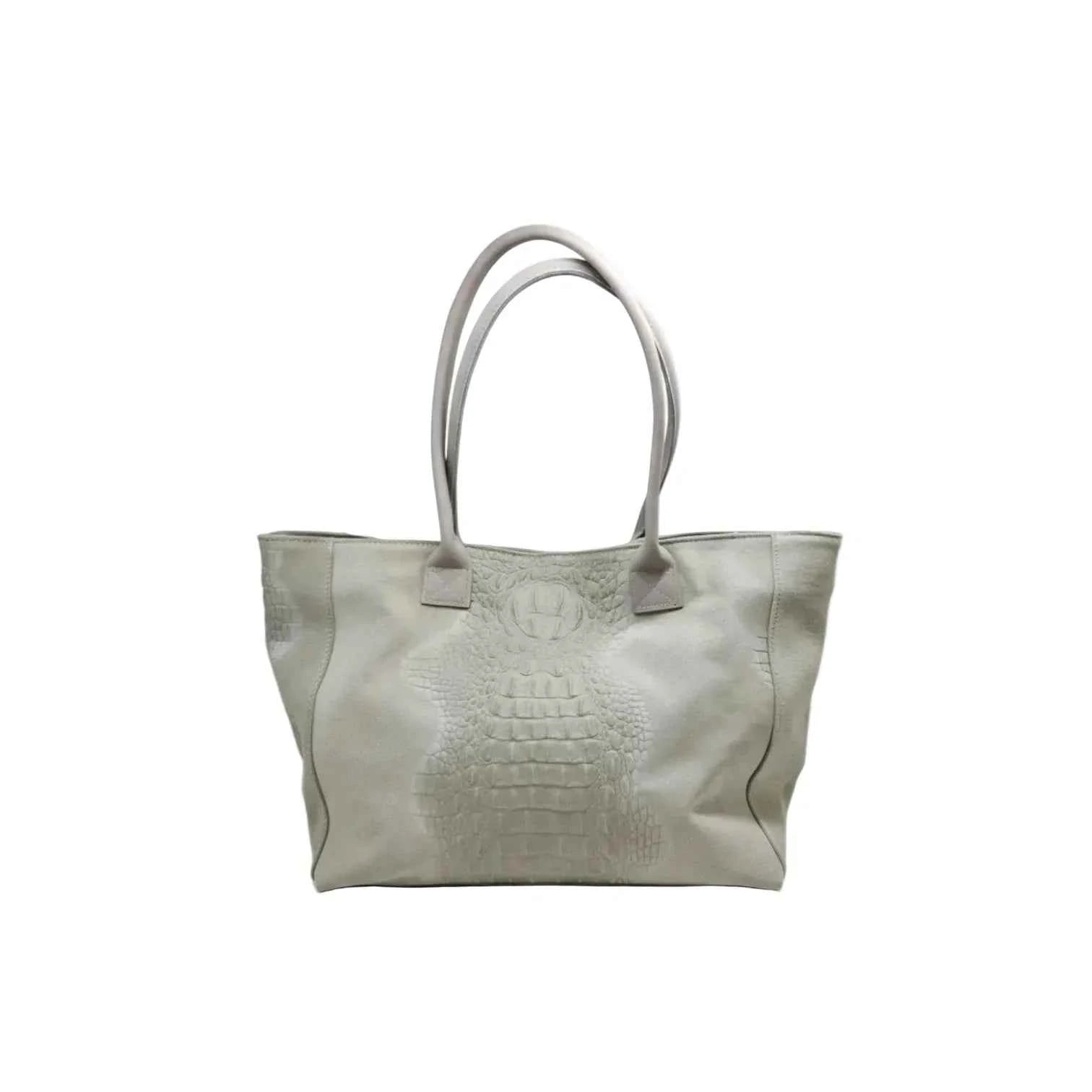 BZNA Bag Ladas Beige Kroko Prägung Leder Italy Damen Shopper Handtasche Schultertasche Tasche