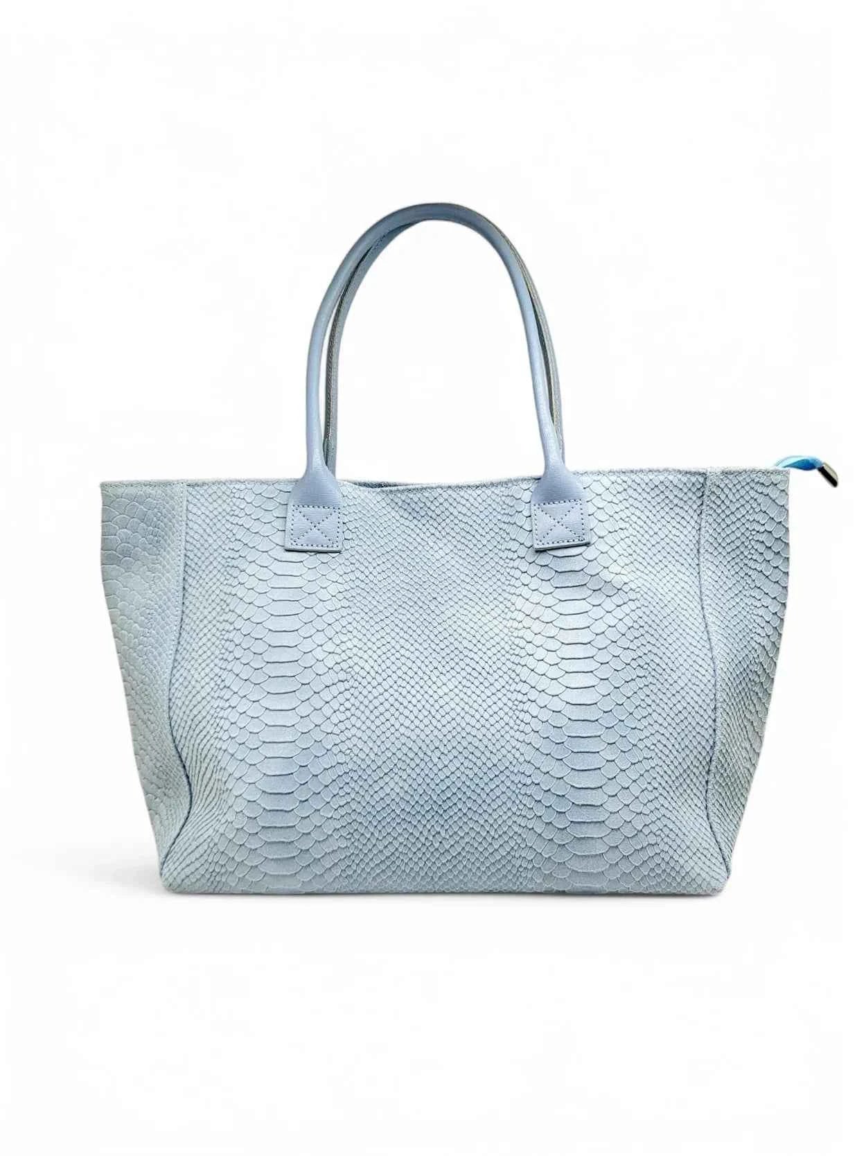 BZNA Bag Ladasha Himmelblau Snake Prägung Leder Italy Damen Shopper Handtasche Schultertasche Tasche