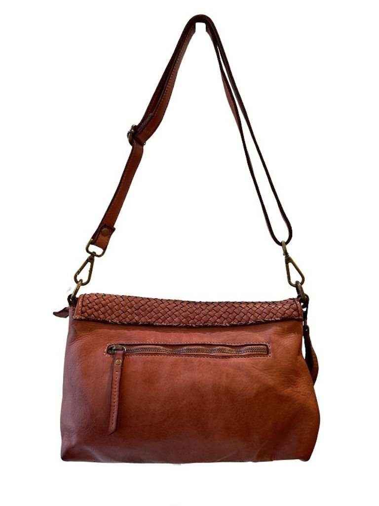 BZNA Bag Donia Braided Cognac Clutch Italy Designer Umhängetasche Schultertasche Neu