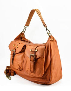 BZNA Bag April Cognac Italy Designer Beutel Umhängetasche Damen Handtasche Leder
