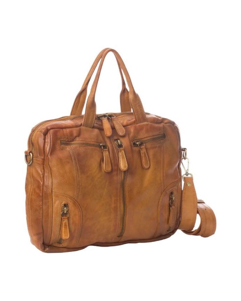 BZNA Bag Simsa Cognac Business Aktentasche Designer Ledertasche Schultertasche Unisex - B Z N A