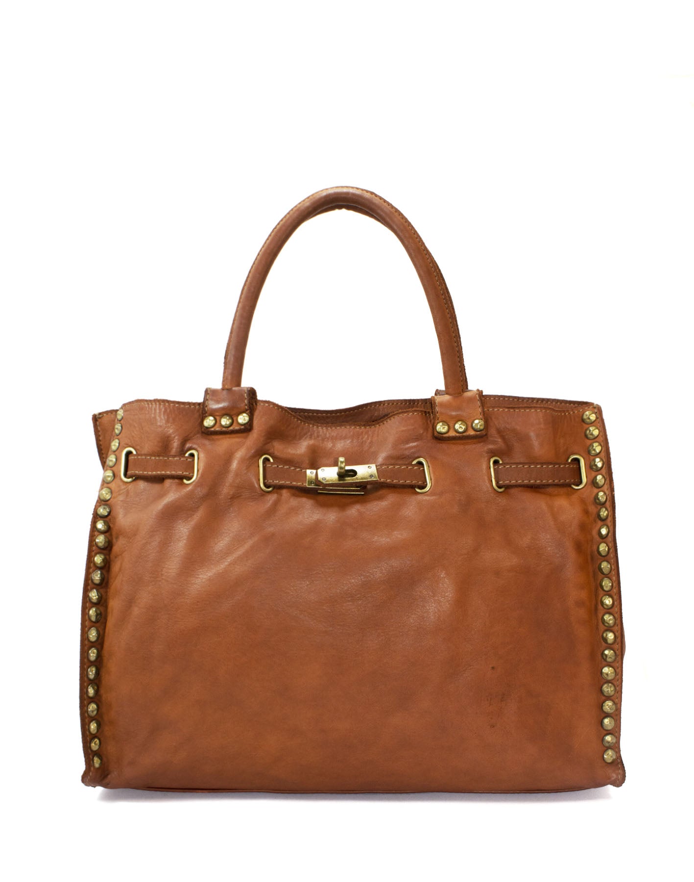 BZNA Isa Cognac vintage Italy Designer Business Damen Handtasche Ledertasche - B Z N A
