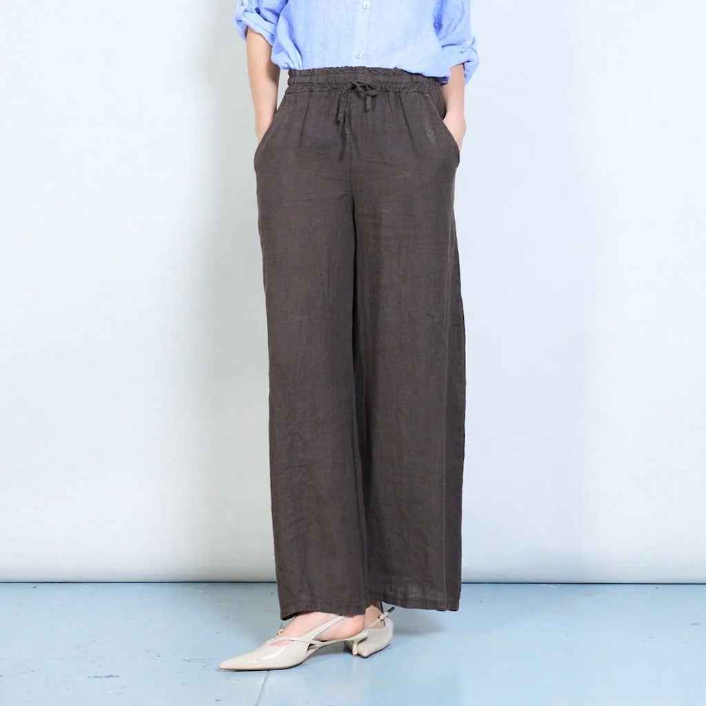 BZNA Berlin Leinen weich fallende Leinenhose mit elastischem Bund Italy Onesize