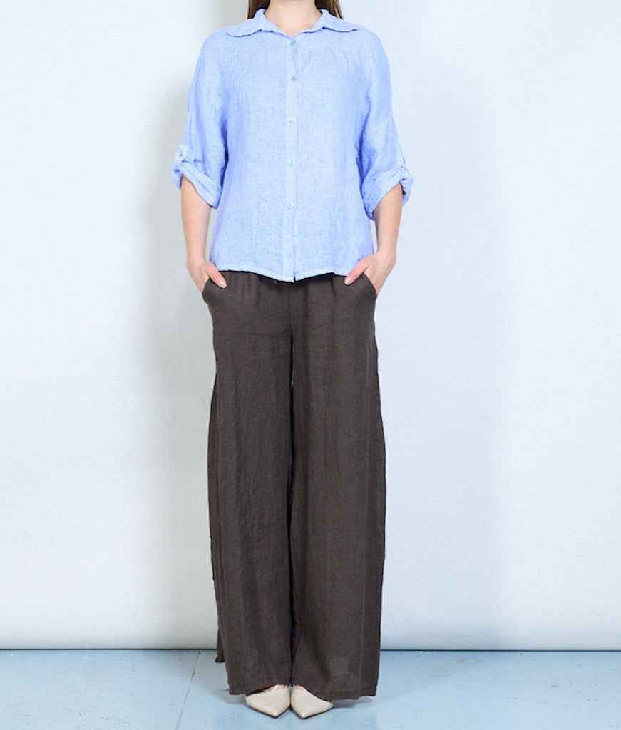 BZNA Berlin Leinen weich fallende Leinenhose mit elastischem Bund Italy Onesize