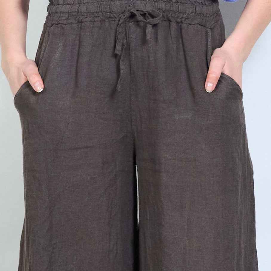 BZNA Berlin Leinen weich fallende Leinenhose mit elastischem Bund Italy Onesize