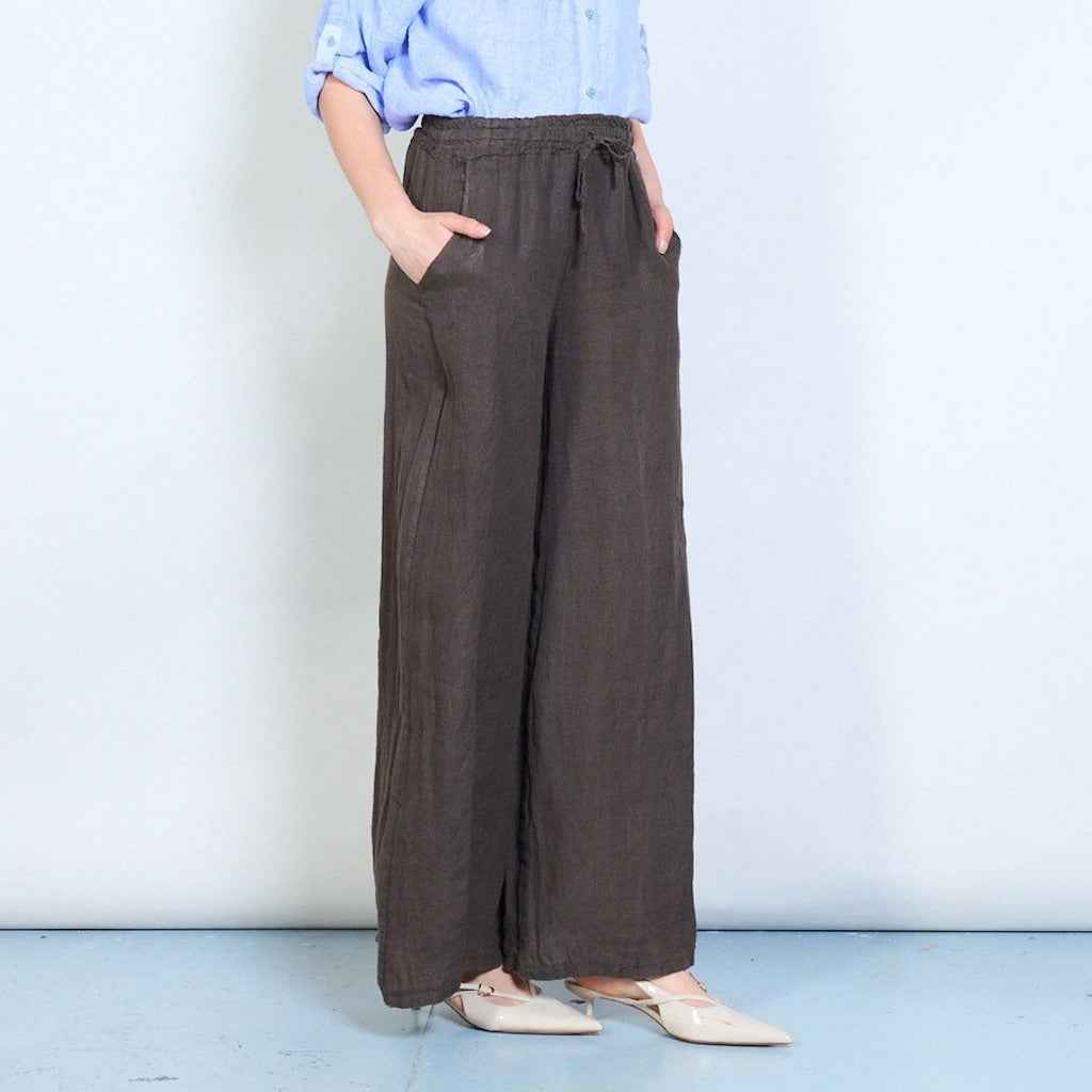 BZNA Berlin Leinen weich fallende Leinenhose mit elastischem Bund Italy Onesize