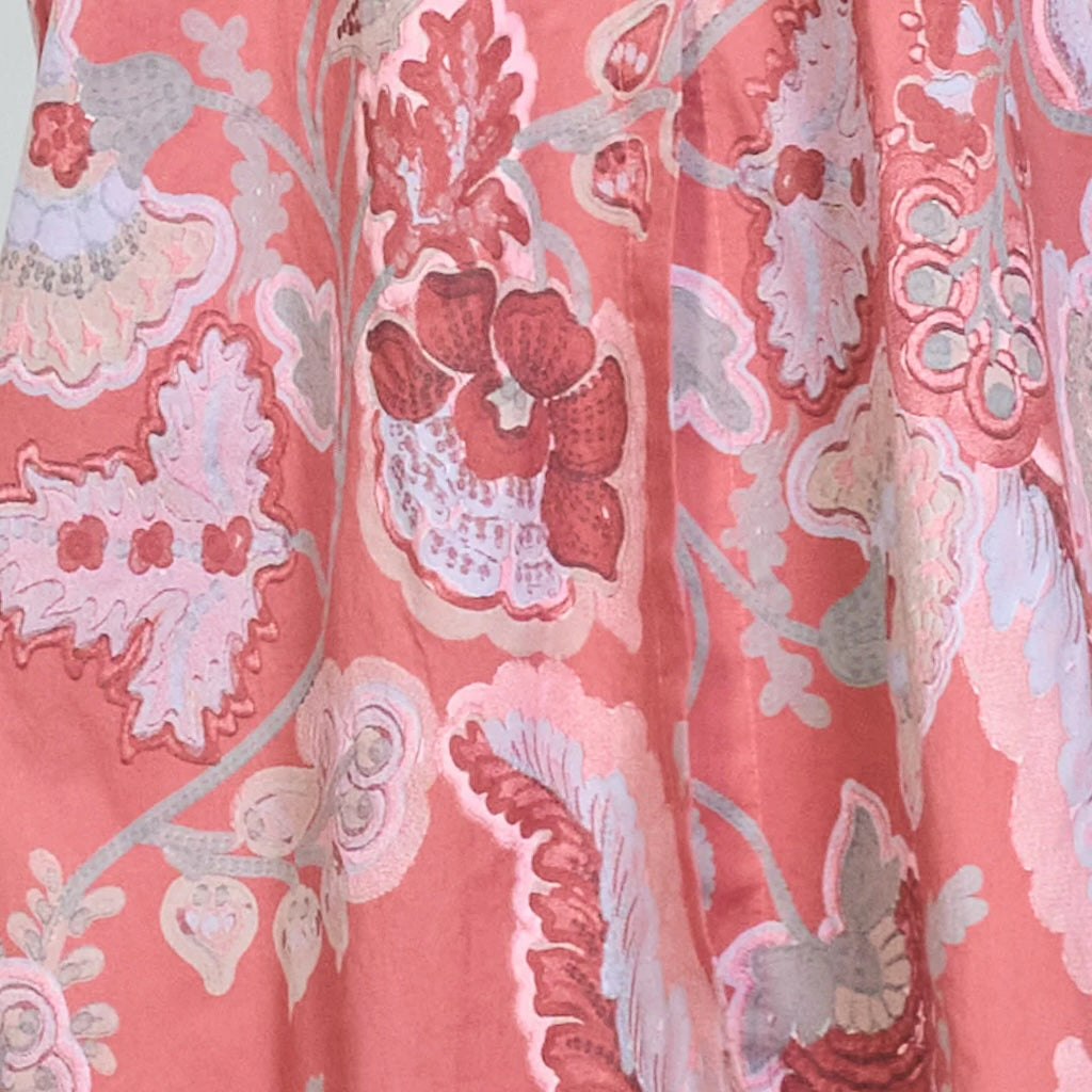 BZNA Blusenkleid Langes Hemdkleid mit Paisley Blumendruck und Knöpfen Onesize 34-42 - B Z N A