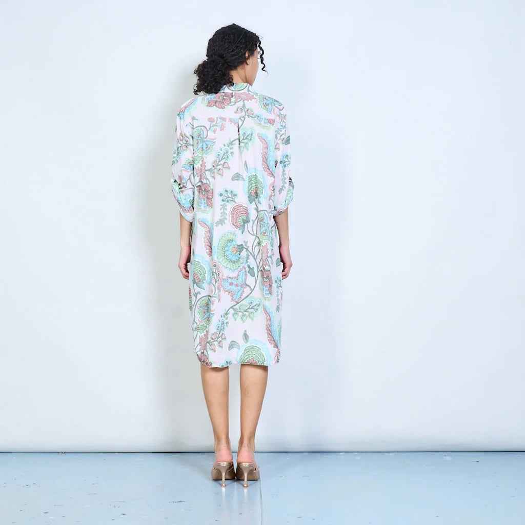 BZNA Blusenkleid kurzes Hemdkleid mit Paisley Blumendruck und Knöpfen Onesize 34-42