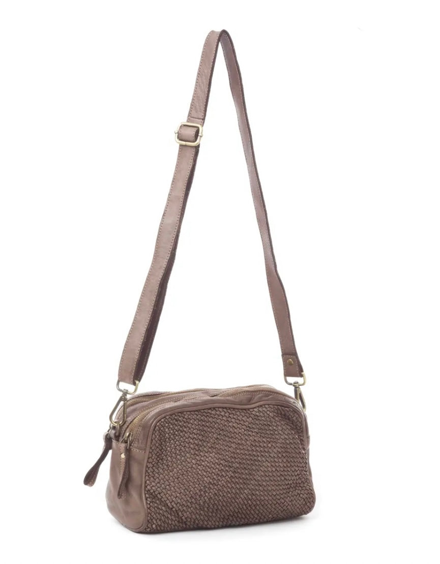 BZNA Bag Lucy Taupe Italy Designer Clutch Braided Ledertasche Umhängetasche Damen Handtasche Schultertasche Tasche Leder Shopper Neu - B Z N A