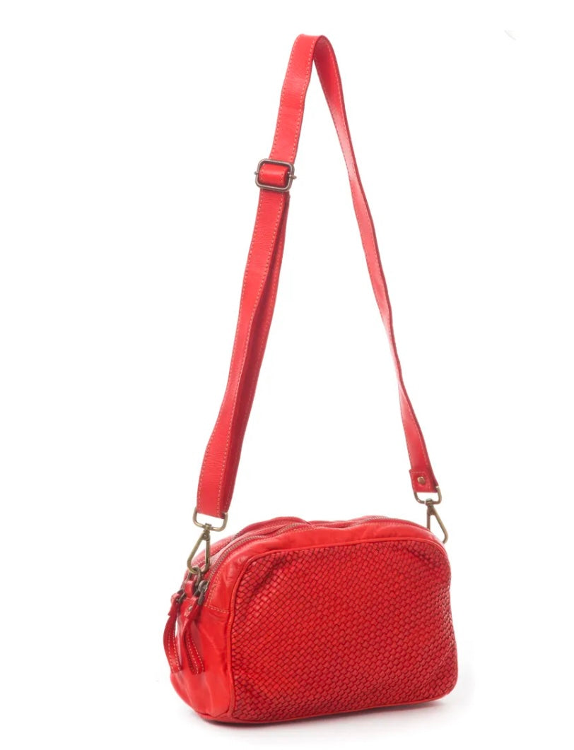 BZNA Bag Lucy Rot rosso Italy Designer Clutch Braided Ledertasche Umhängetasche Damen Handtasche Schultertasche Tasche Leder Shopper Neu - B Z N A