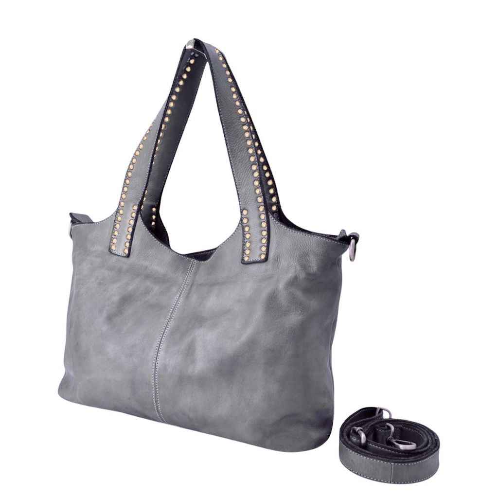 BZNA Bag Madrid Grau Italy Designer Damen Handtasche Schultertasche Tasche Leder Shopper Neu