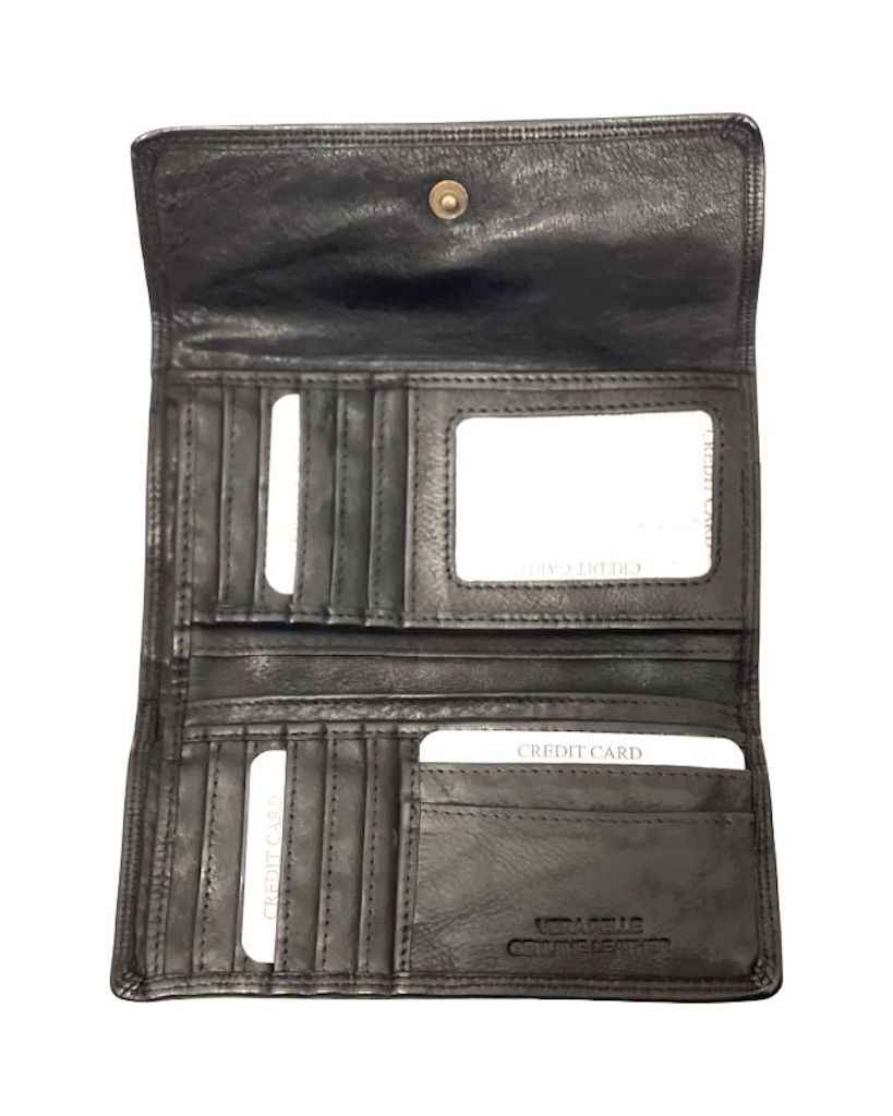 BZNA Berlin Smeza Schwarz Wallet Leather Leder Portemonnaie Geldbörse Clutch