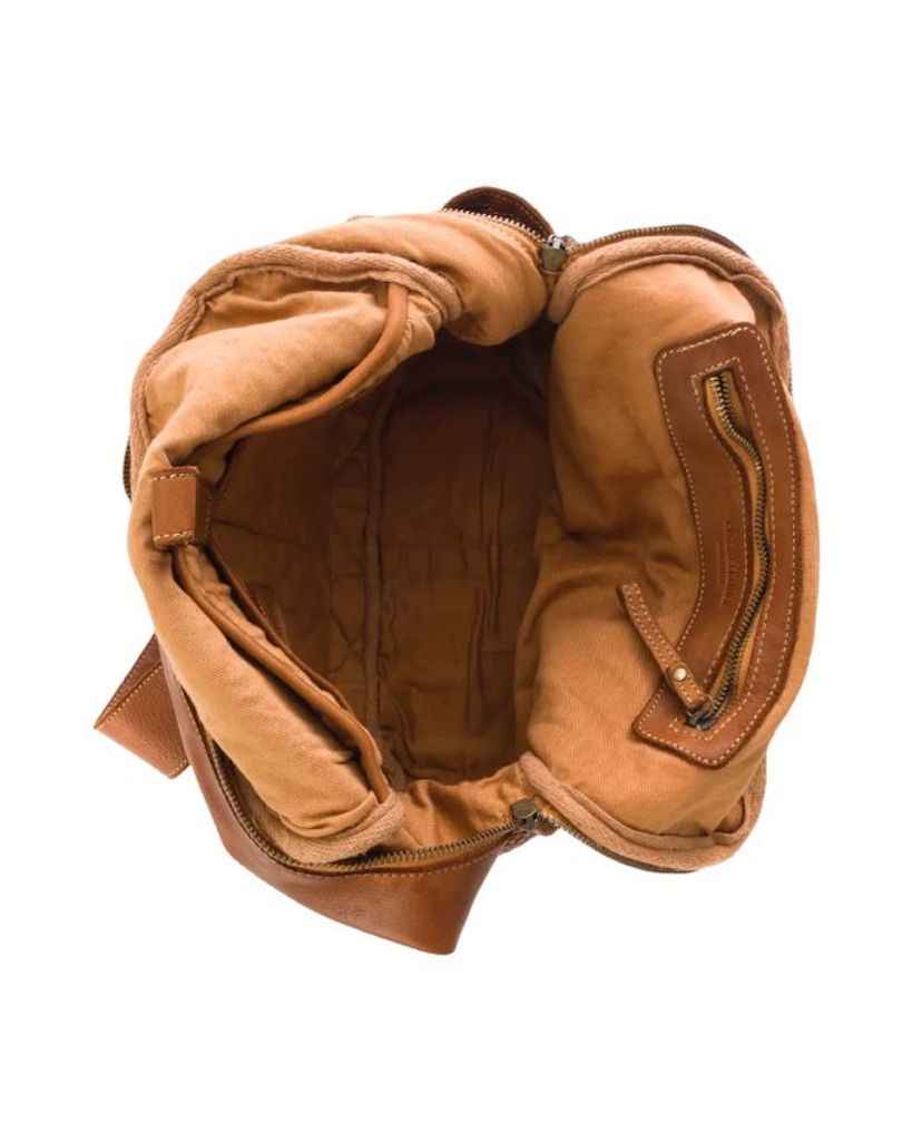 BZNA Bag Rob Taupe Braided Backpacker Designer Rucksack Ledertasche