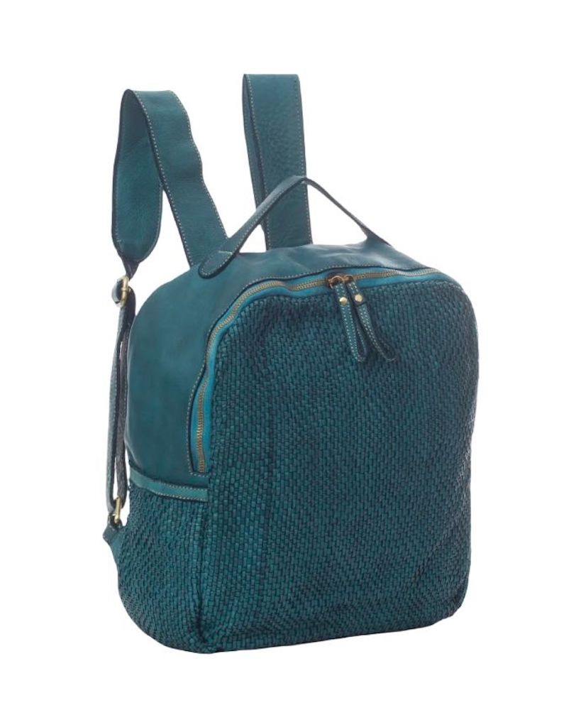 BZNA Bag Rob Petrol Braided Backpacker Designer Rucksack Ledertasche - B Z N A