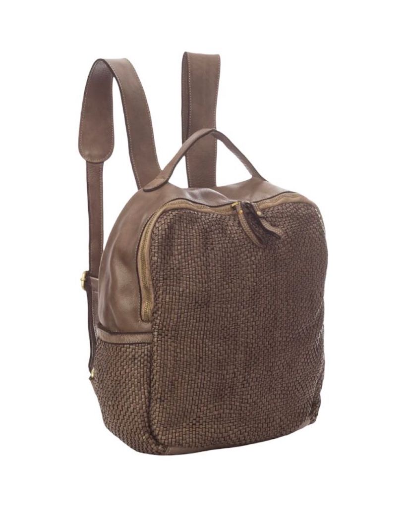 BZNA Bag Rob Taupe Braided Backpacker Designer Rucksack Ledertasche - B Z N A