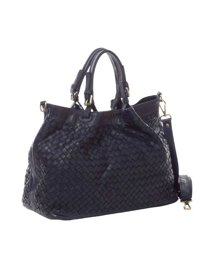 BZNA Rene Bag Blau blue Italy Designer geflochten Damen Handtasche Schultertasche Tasche Shopper Neu - B Z N A