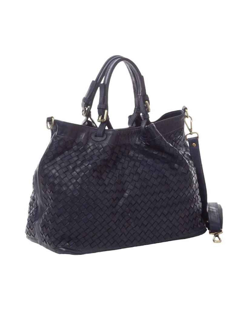 BZNA Rene Bag Blau blue Italy Designer geflochten Damen Handtasche Schultertasche Tasche Shopper Neu