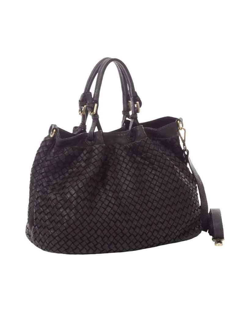 BZNA Bag Rene Schwarz Italy Designer geflochten Damen Handtasche Schultertasche Tasche Shopper Neu