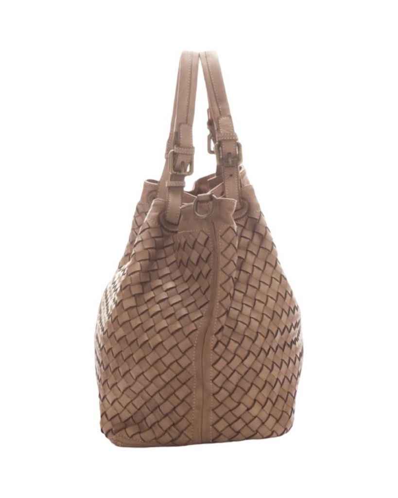 BZNA Rene Bag  Taupe Italy Designer geflochten Damen Handtasche Schultertasche Tasche Shopper Neu