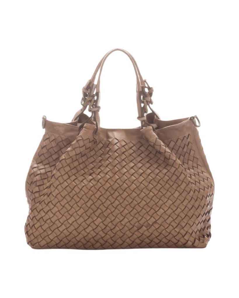 BZNA Rene Bag  Taupe Italy Designer geflochten Damen Handtasche Schultertasche Tasche Shopper Neu