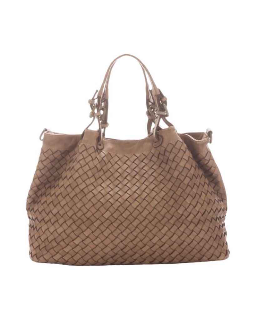BZNA Rene Bag  Taupe Italy Designer geflochten Damen Handtasche Schultertasche Tasche Shopper Neu