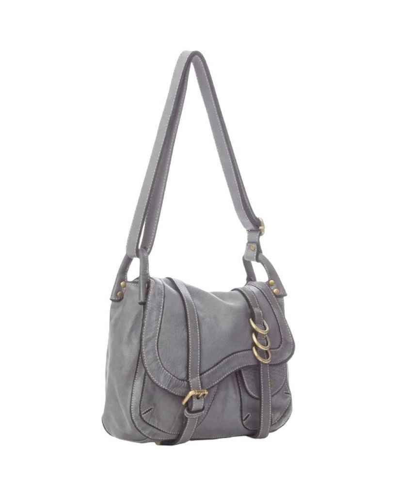 BZNA Bag Pauline Grau italy Designer Leder Schulter Ledertasche Umhänge Tasche
