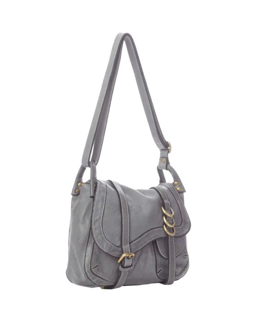 BZNA Bag Pauline Grau italy Designer Leder Schulter Ledertasche Umhänge Tasche - B Z N A