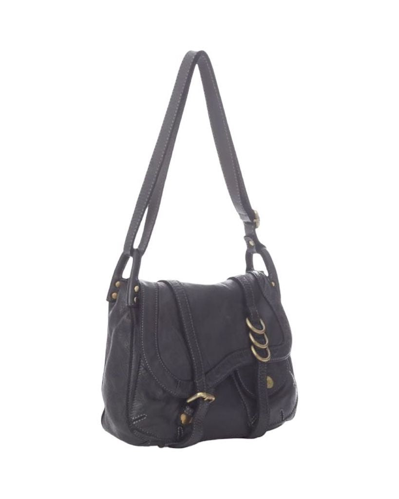 BZNA Bag Pauline Schwarz italy Designer Leder Schulter Ledertasche Umhänge Tasche - B Z N A