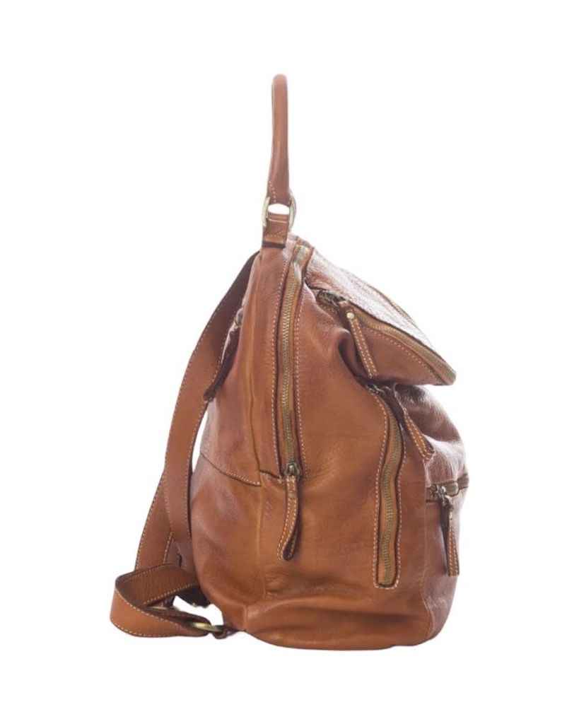 BZNA Bag Ben Taupe Backpacker Designer Rucksack Leder Schultertasche