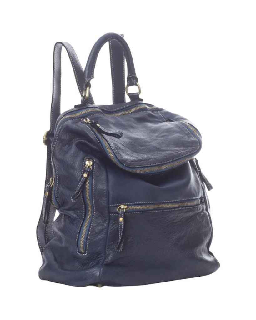 BZNA Bag Ben Blau Backpacker Designer Rucksack Leder Schultertasche