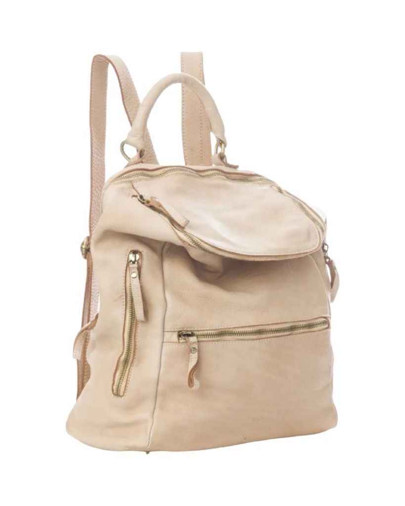 BZNA Bag Ben Beige Backpacker Designer Rucksack Leder Schultertasche